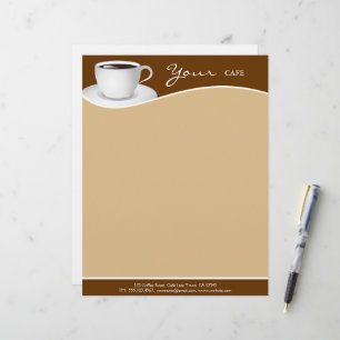 Cafe White Cup Coffee Shop Business Letterhead
