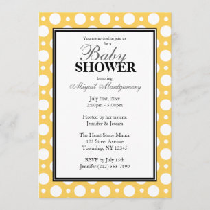 Cafe Yellow Assorted Polka Dots Baby Shower Invitation