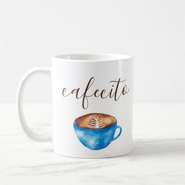 Cafecito Coffee Mug Cuban Espresso Watercolor (Left)