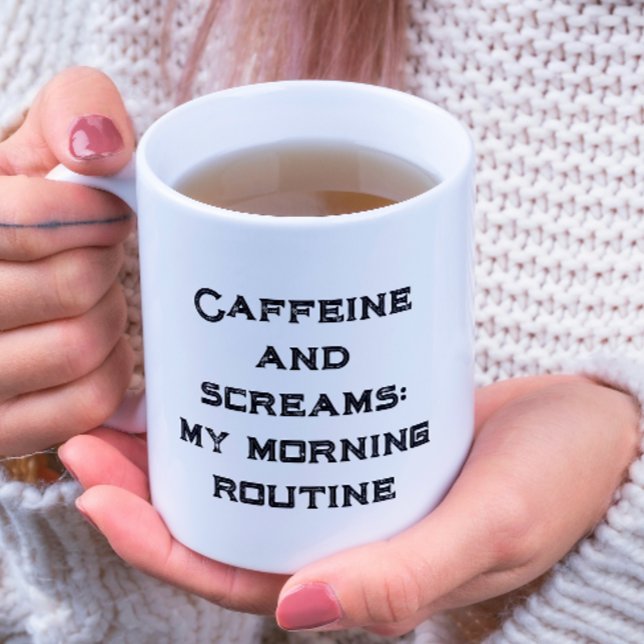 Caféine Et Cri Blanc Halloween Café Mug (Créateur téléchargé)
