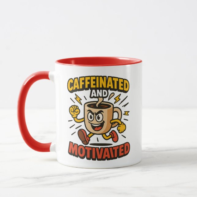 Caféiné et motivé - Conception de Mug de Pouvoir (Gauche)