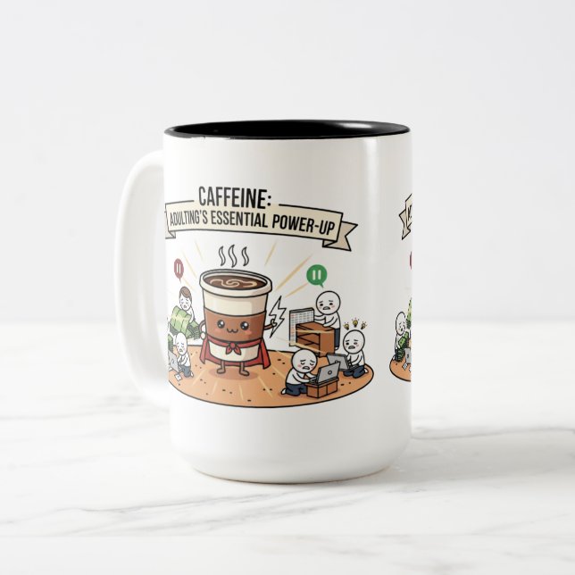Caféine Power Up Mug - Drôle Adulte Coupe de Café (Devant gauche)