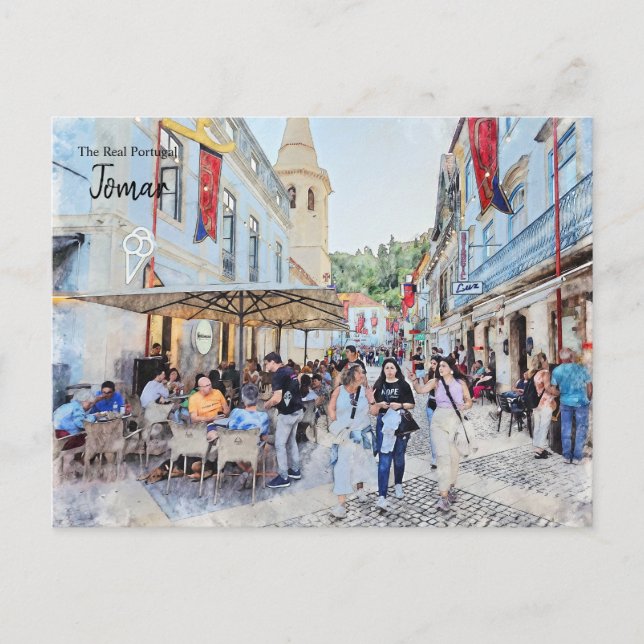 Cafes of Tomar, Portugal  Postcard (Front)