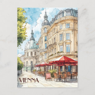 Cafes of Vienna Austria Travel Postcard