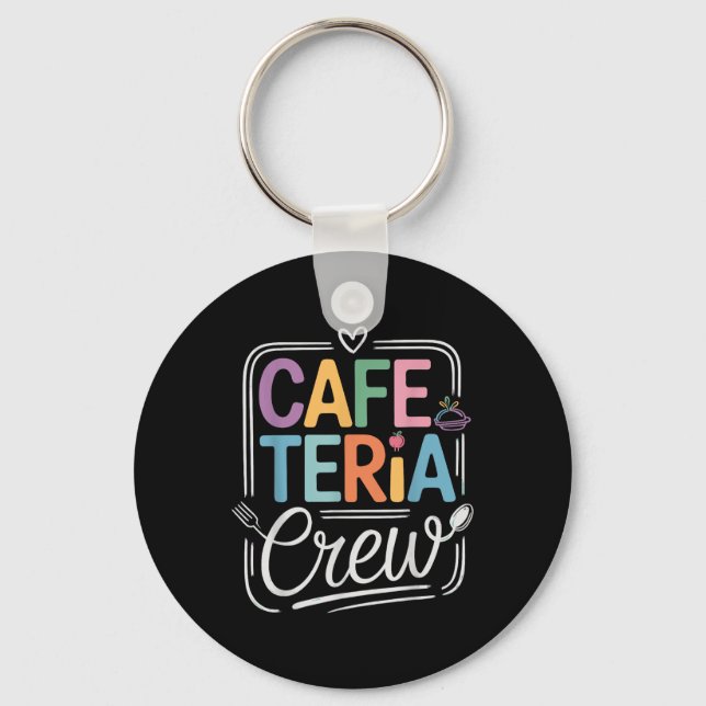 Cafeteria Crew Colourful Letters With Kitchen Icon Keychain (Front)