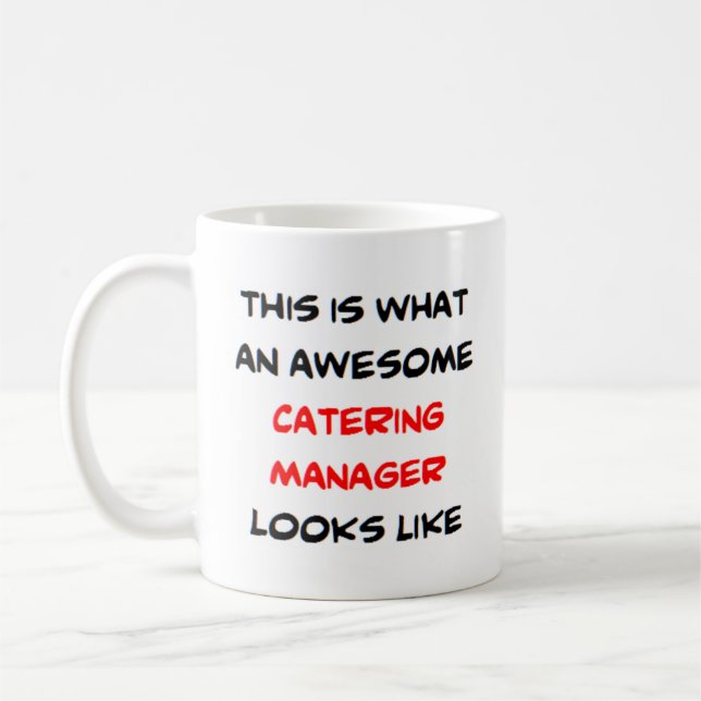 cafeteria worker, awesome coffee mug (Left)