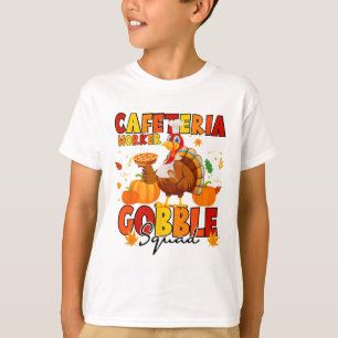 Cafeteria Worker Gobble Squad Turkey Pumpkin Thank T-Shirt