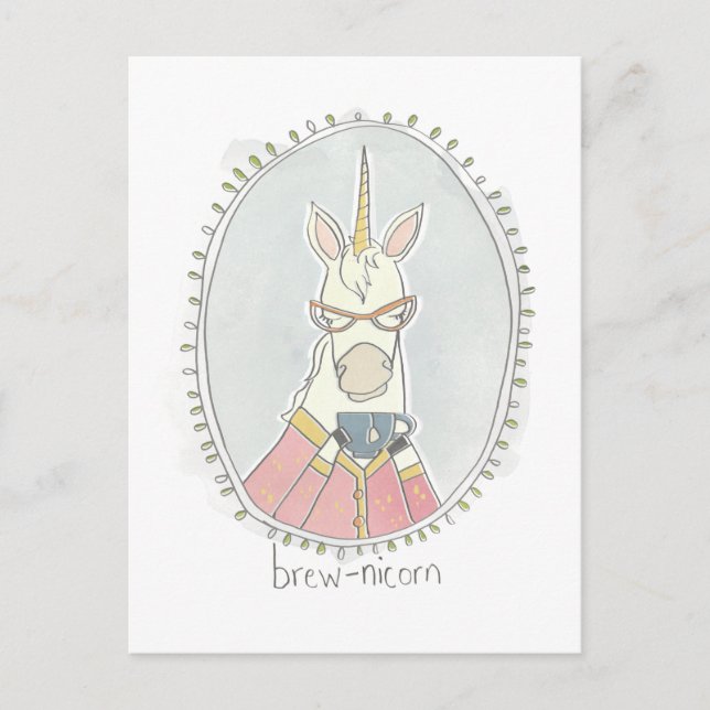 Caffeinated Cutie | Brew Unicorn Postcard (Front)
