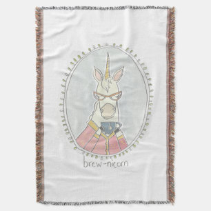 Caffeinated Cutie   Brew Unicorn Throw Blanket