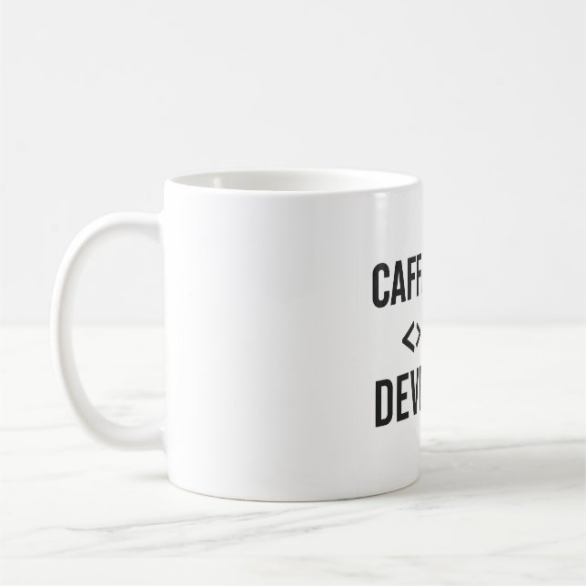 Caffeinated Developer – Coding Coffee Design Coffee Mug (Left)