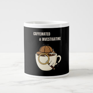 Caffeinated & Investigating | Cozy Mystery Coffee  Large Coffee Mug