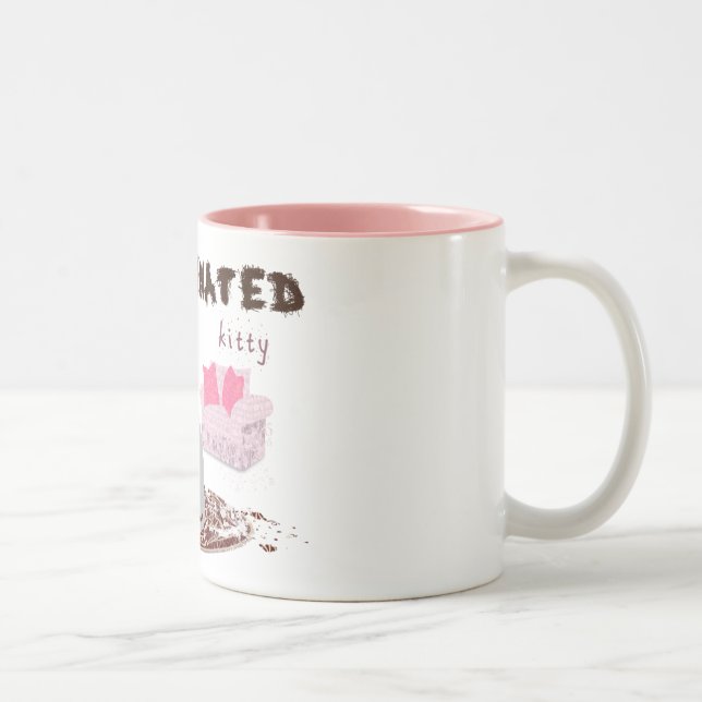 caffeinated kitty Two-Tone coffee mug (Right)