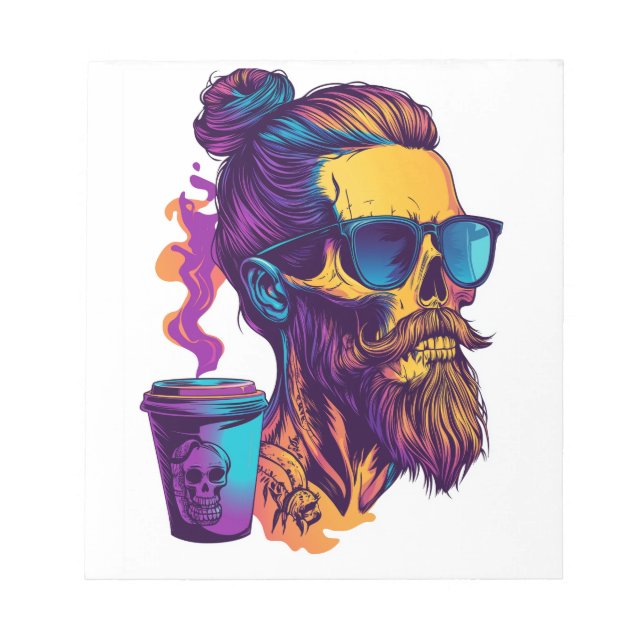 Caffeinated Skull � Funny Barista Skeleton Notepad (Front)