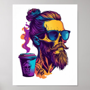 Caffeinated Skull � Funny Barista Skeleton Poster