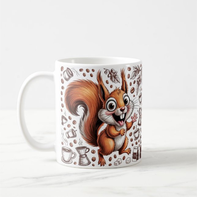 Caffeinated Squirrel | Funny Coffee Lover Animal Mug (Left)
