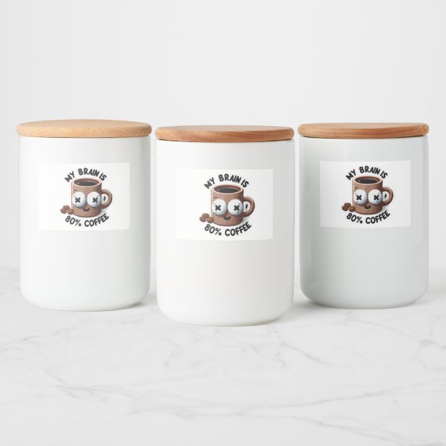 Caffeinated to the Core Cartoon Coffee Mug  Food Label (Bottles)
