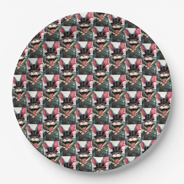 Caffeinated Top Hat Rabbit Magical Society Paper Plate (Front)