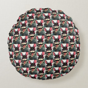 Caffeinated Top Hat Rabbit Magical Society Round Pillow