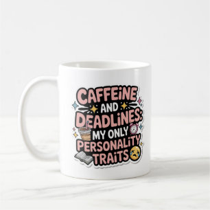 Caffeine and Deadlines Kawaii Student Burnout Coffee Mug