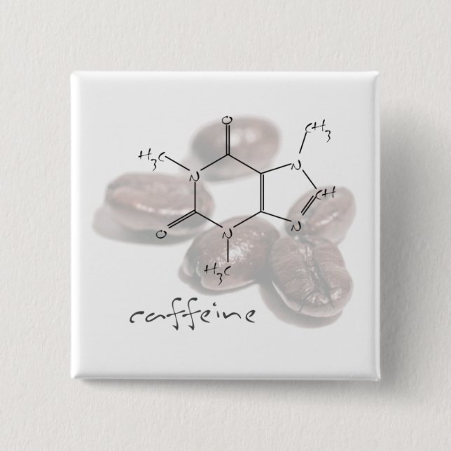 Caffeine beans 2 inch square button (Front)