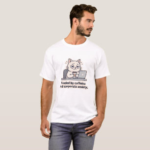 Caffeine Cat Funny Office Burnout T-Shirt