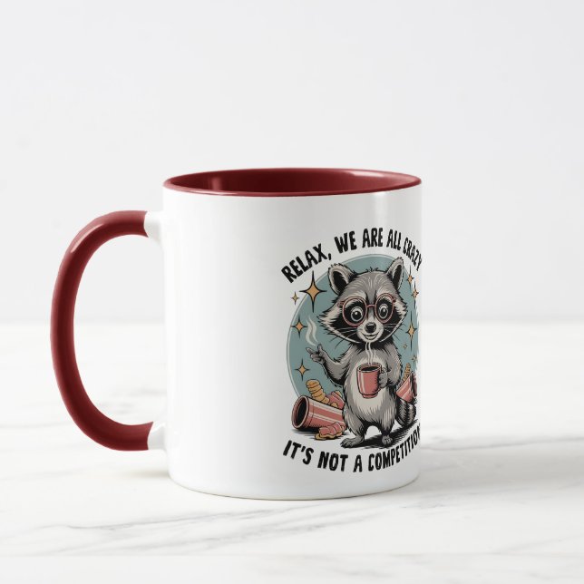 Caffeine Chaos Raccoon Mug (Left)