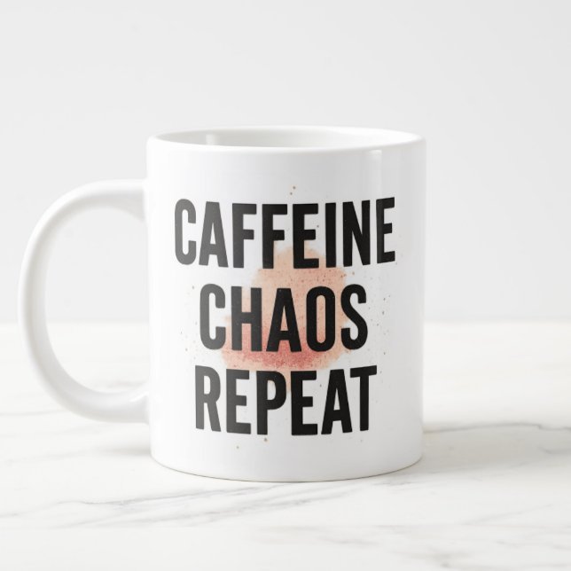 Caffeine. Chaos. Repeat. – Neon Cyberpunk Coffee M Large Coffee Mug (Left)
