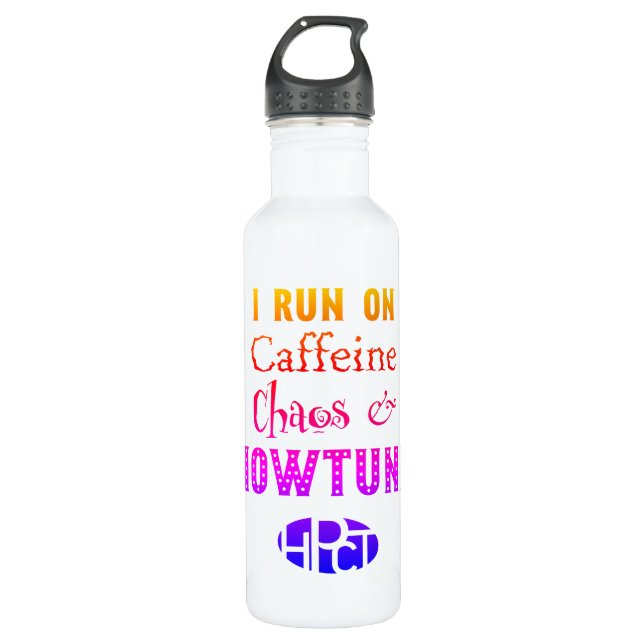 Caffeine, Chaos, Showtunes 710 Ml Water Bottle (Front)
