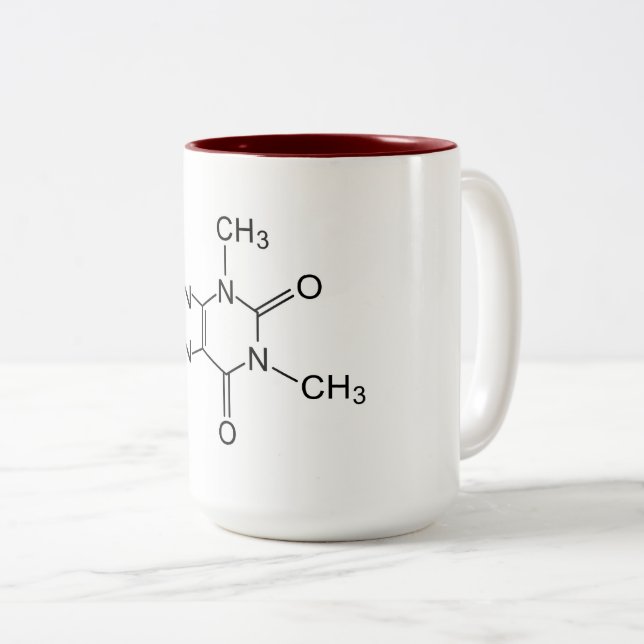 caffeine chemical formula coffee chemistry element Two-Tone coffee mug (Front Right)