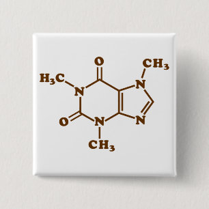 Caffeine Coffee Molecular Chemical Formula 2 Inch Square Button