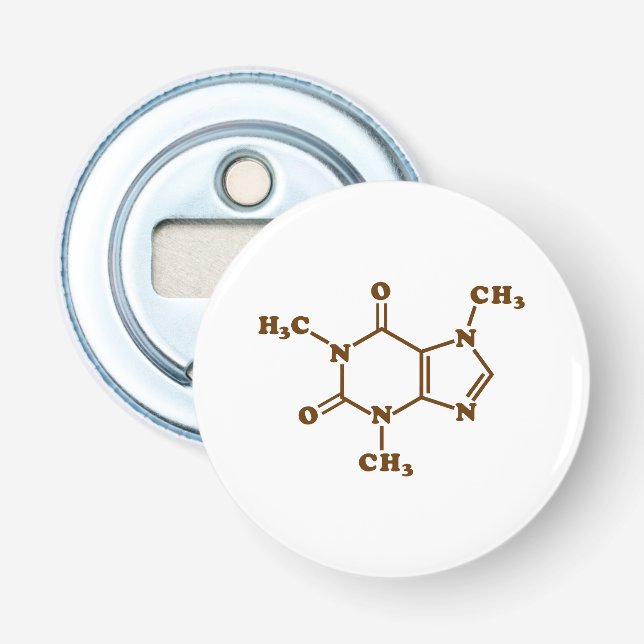 Caffeine Coffee Molecular Chemical Formula Bottle Opener (Front)