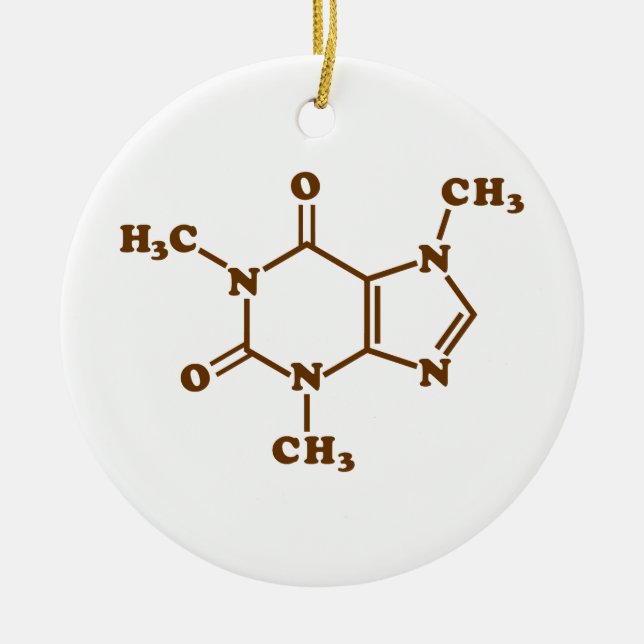 Caffeine Coffee Molecular Chemical Formula Ceramic Ornament (Front)