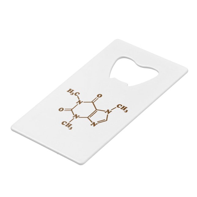 Caffeine Coffee Molecular Chemical Formula Credit Card Bottle Opener (Front Angled)