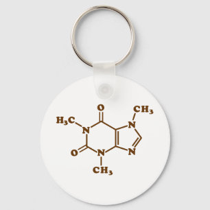 Caffeine Coffee Molecular Chemical Formula Keychain