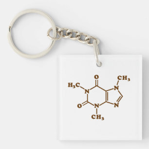 Caffeine Coffee Molecular Chemical Formula Keychain