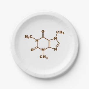 Caffeine Coffee Molecular Chemical Formula Paper Plate