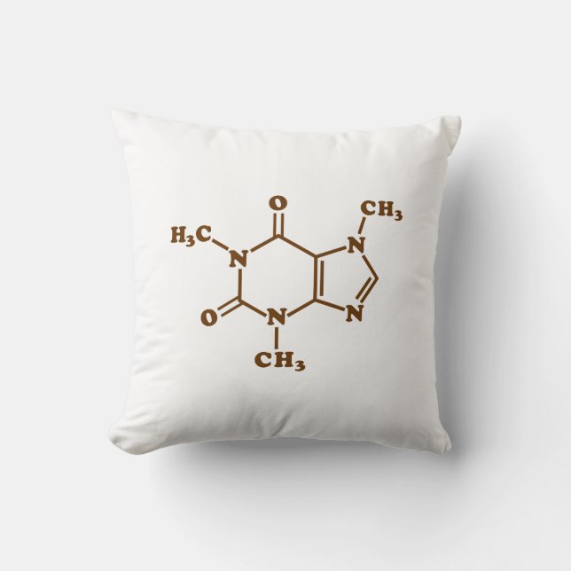 Caffeine Coffee Molecular Chemical Formula Throw Pillow (Front)