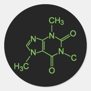 Caffeine Coffee Molecule Chemical Diagram Classic Round Sticker
