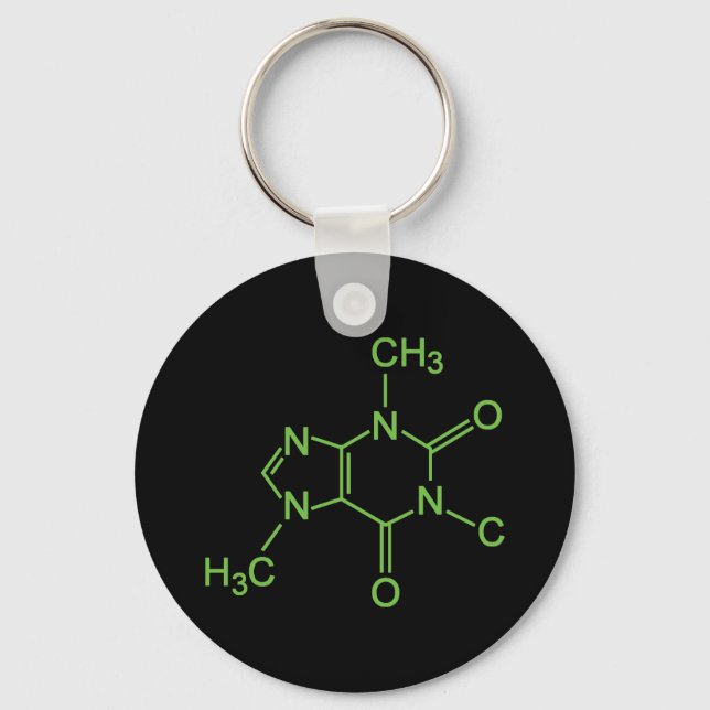 Caffeine Coffee Molecule Chemical Diagram Keychain (Front)