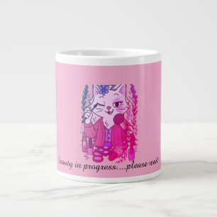caffeine first, eyeliner second large coffee mug
