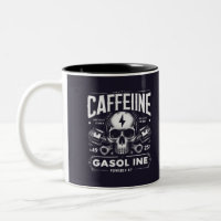 Caffeine & Gasoline – Vintage Skull & Pistons 