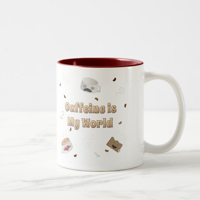 Caffeine is My World Two-Tone Coffee Mug (Right)