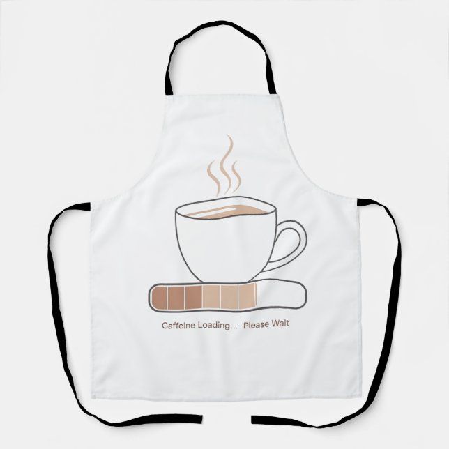 Caffeine Loading -Minimalist Funny Coffee Line Art Apron (Front)