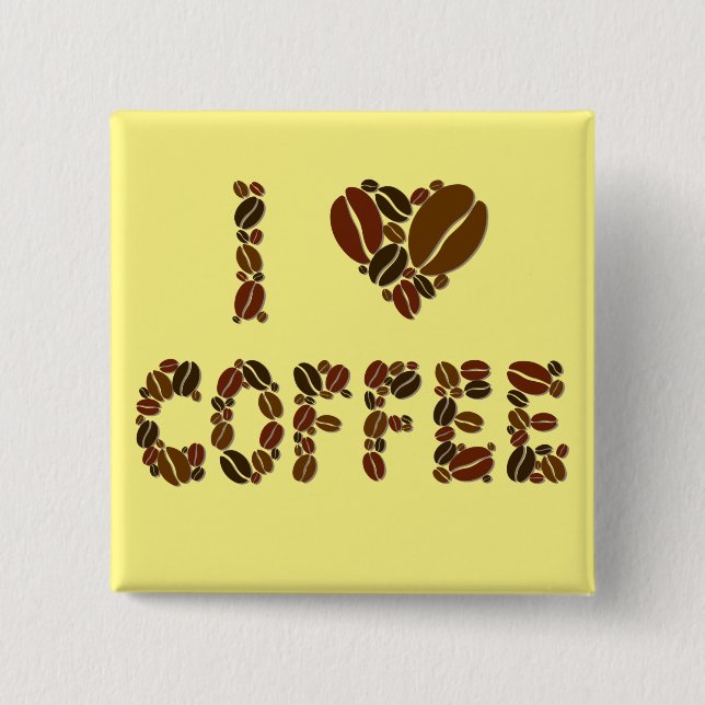 Caffeine Lover - Coffee Beans 2 Inch Square Button (Front)