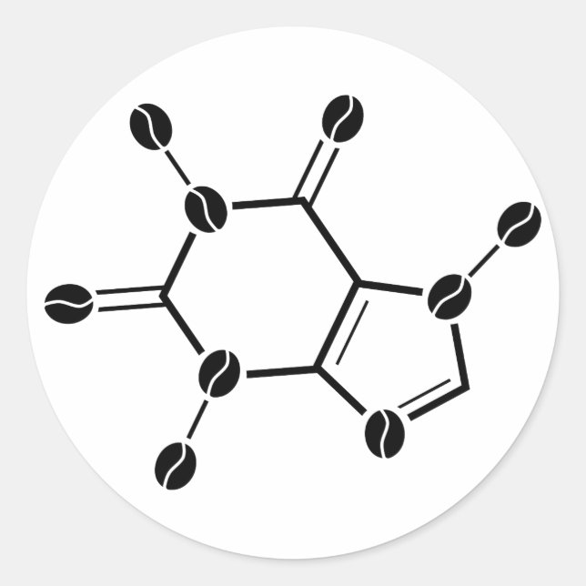 caffeine molecular beans classic round sticker (Front)