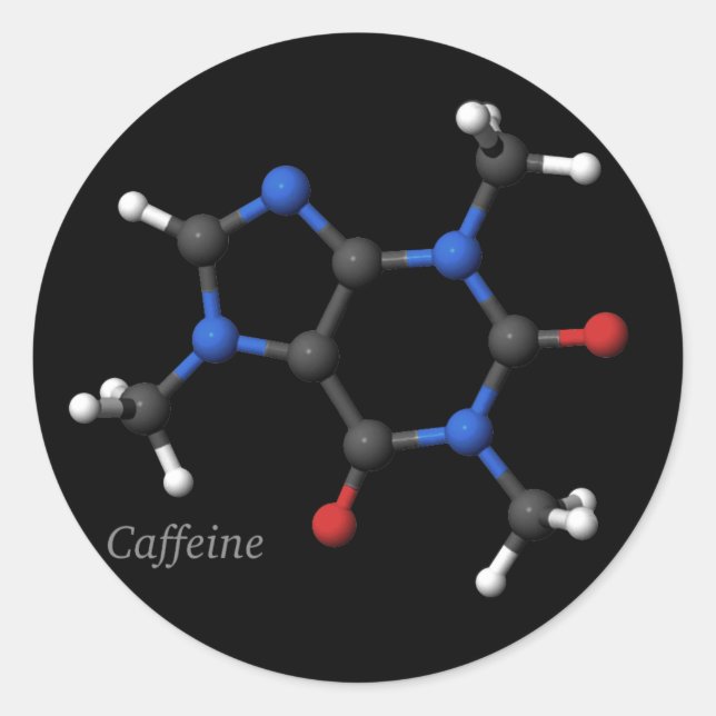 Caffeine Molecular Model Sticker (Front)