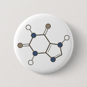 caffeine molecular structure 2 inch round button