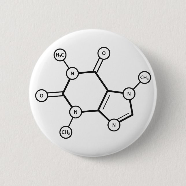 caffeine molecular structure 2 inch round button (Front)