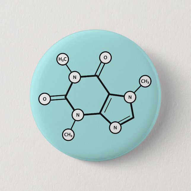caffeine molecular structure 2 inch round button (Front)