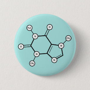 caffeine molecular structure 2 inch round button